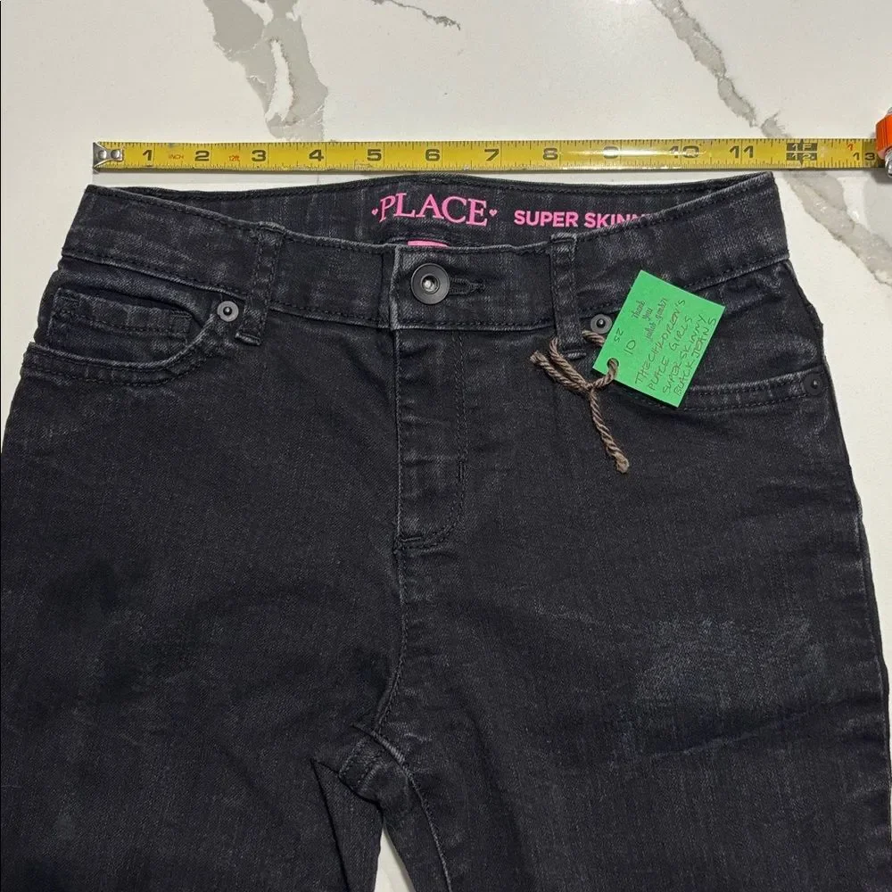 The Children’s Place Big Girls Black Dark Wash Super Skinny Denim Ankle Jeans 10